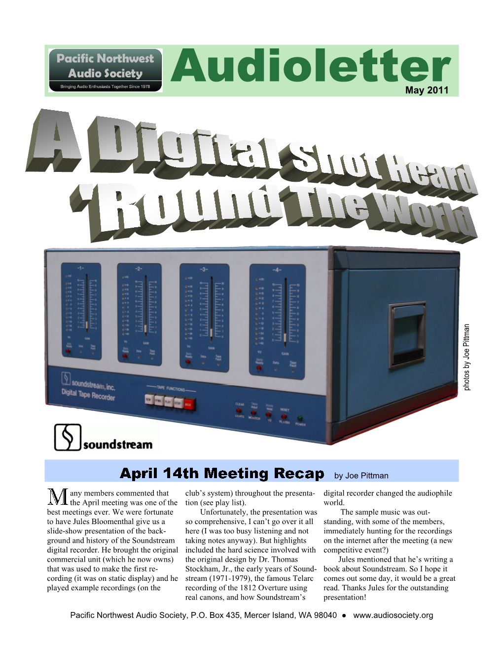 PNWAS Audioletter May 2011