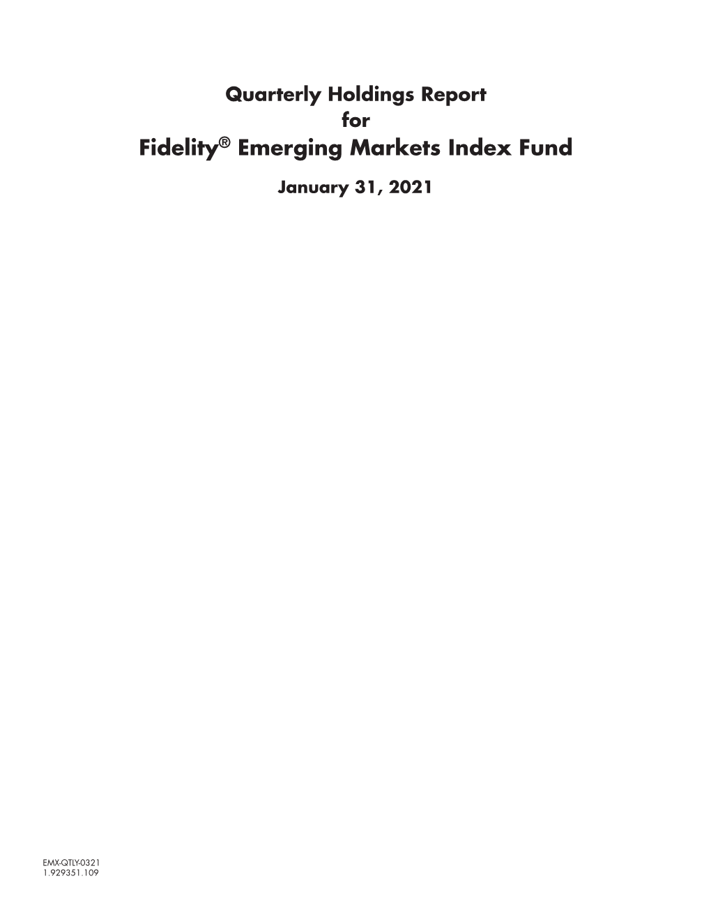 Fidelity® Emerging Markets Index Fund