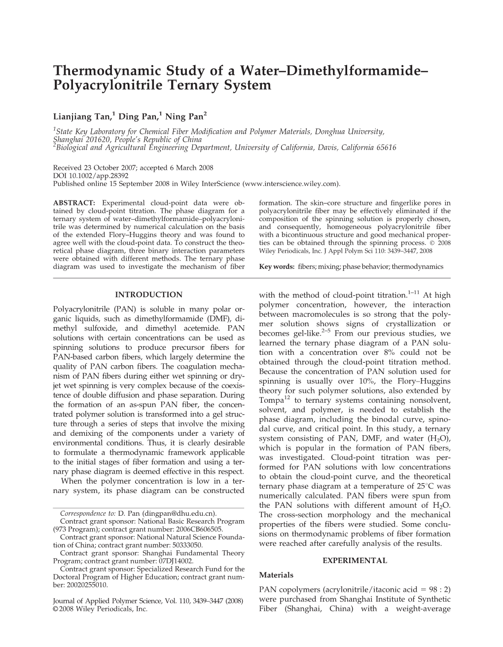 Polyacrylonitrile Ternary System