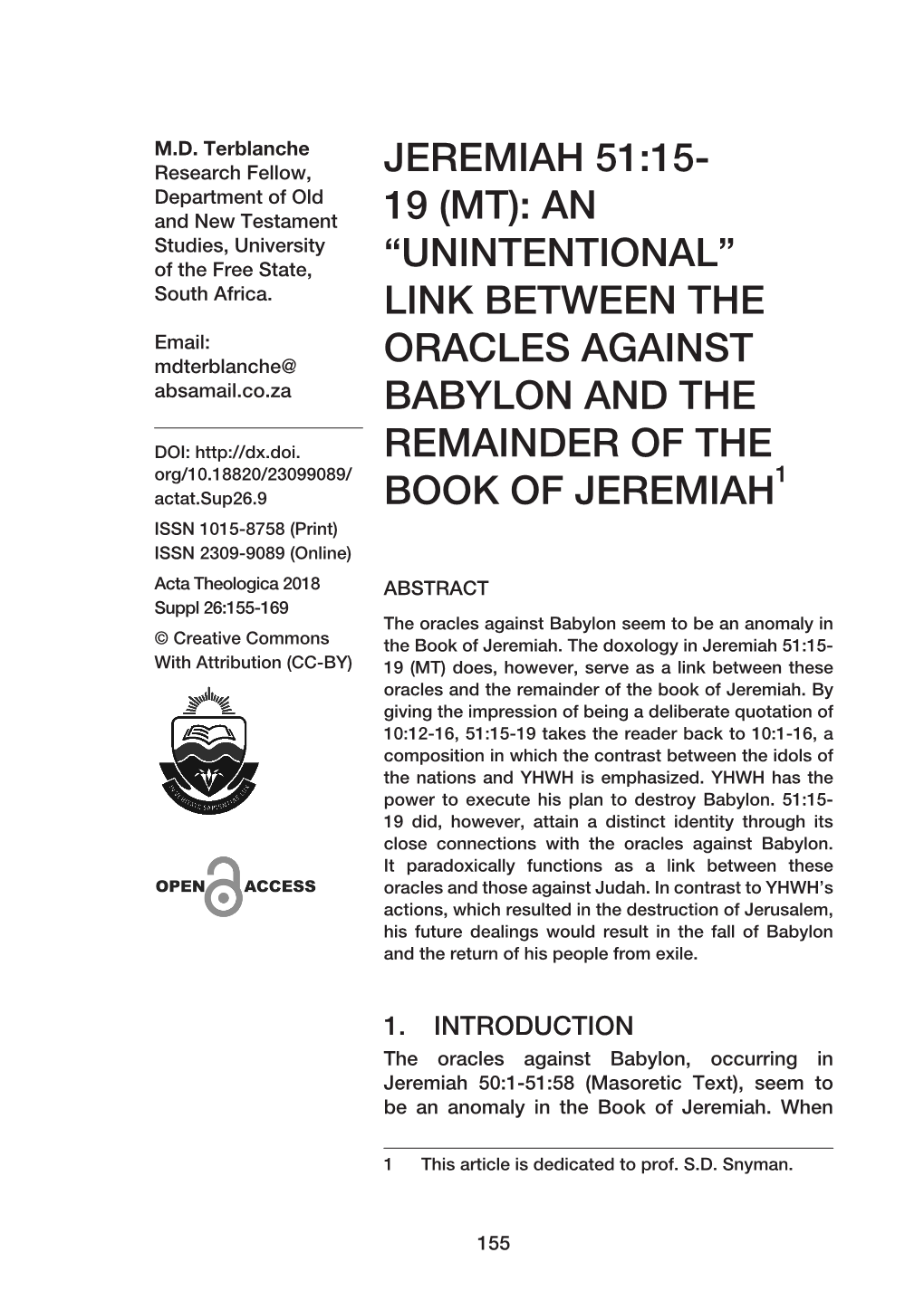 Jeremiah 51:15- 19 (Mt): an “Unintentional” Link