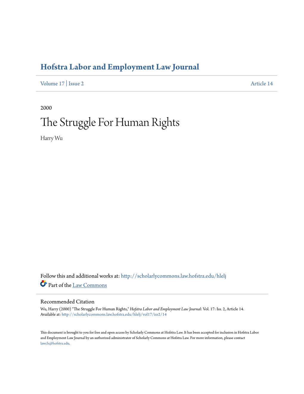 The Struggle for Human Rights