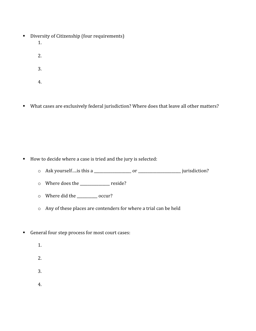 Diversity of Citizenship (Four Requirements)