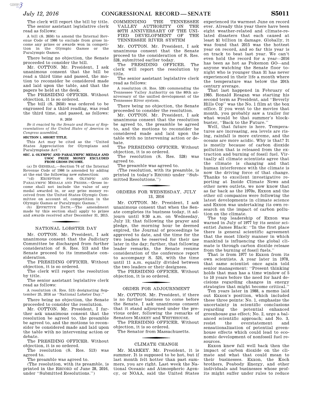 Congressional Record—Senate S5011