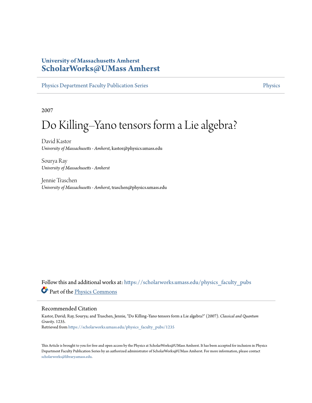 Do Killingâ•Fiyano Tensors Form a Lie Algebra?