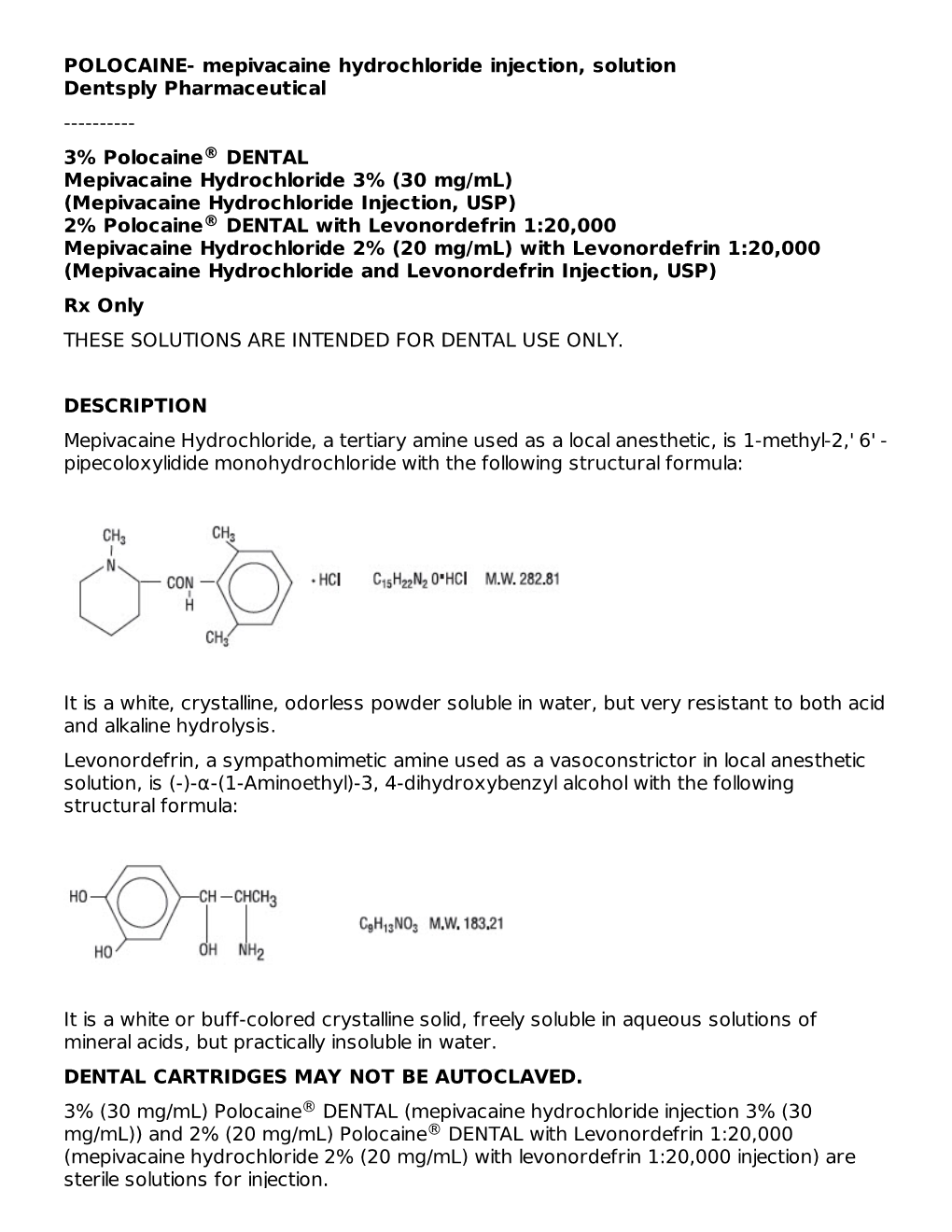 Mepivacaine Hydrochloride Injection