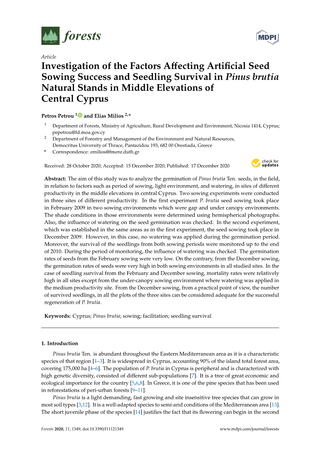 Investigation of the Factors Affecting Artificial Seed Sowing Success And