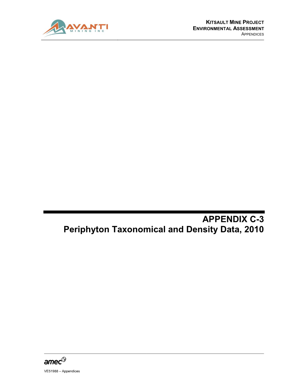 APPENDIX C-3 Periphyton Taxonomical and Density Data, 2010