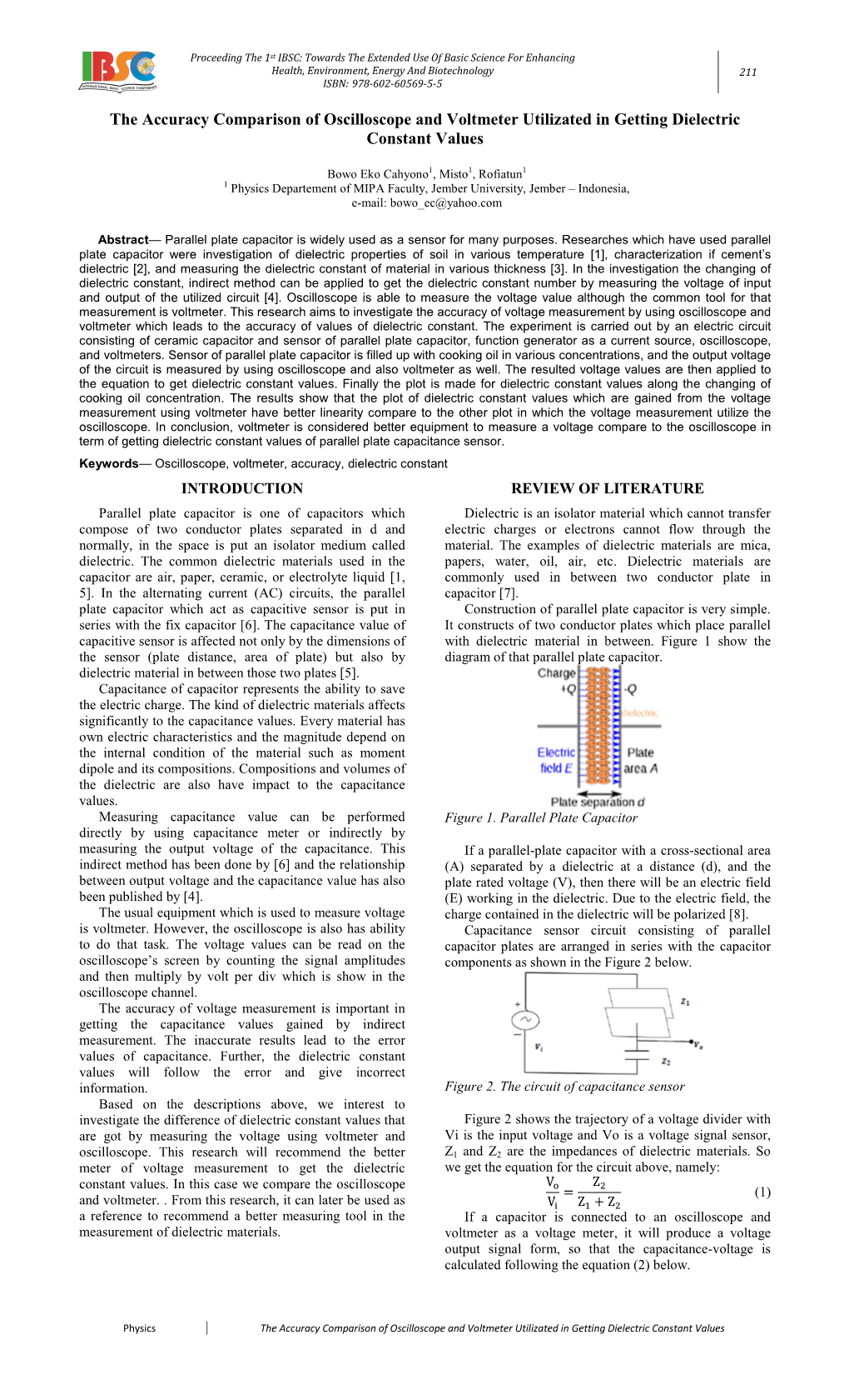 The Accuracy Comparison of Oscilloscope and Voltmeter Utilizated in Getting Dielectric Constant Values