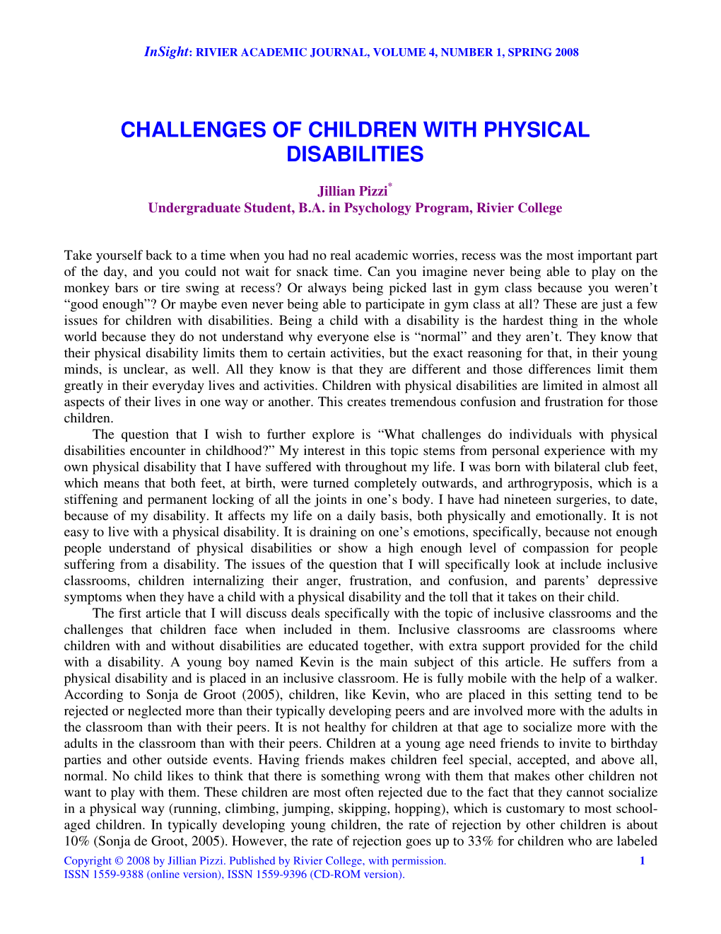 Challenges of Children with Physical Disabilities