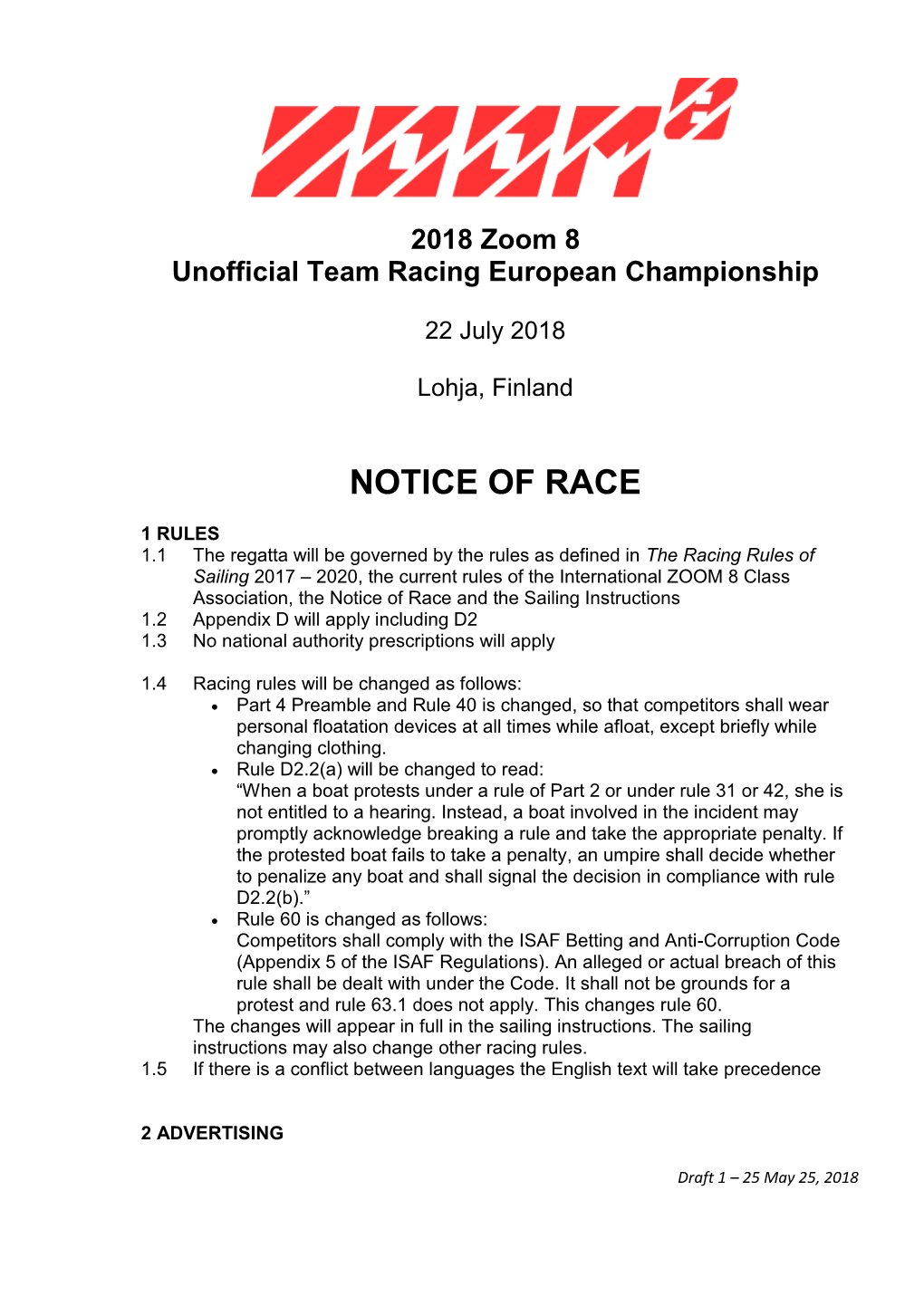 Notice of Race