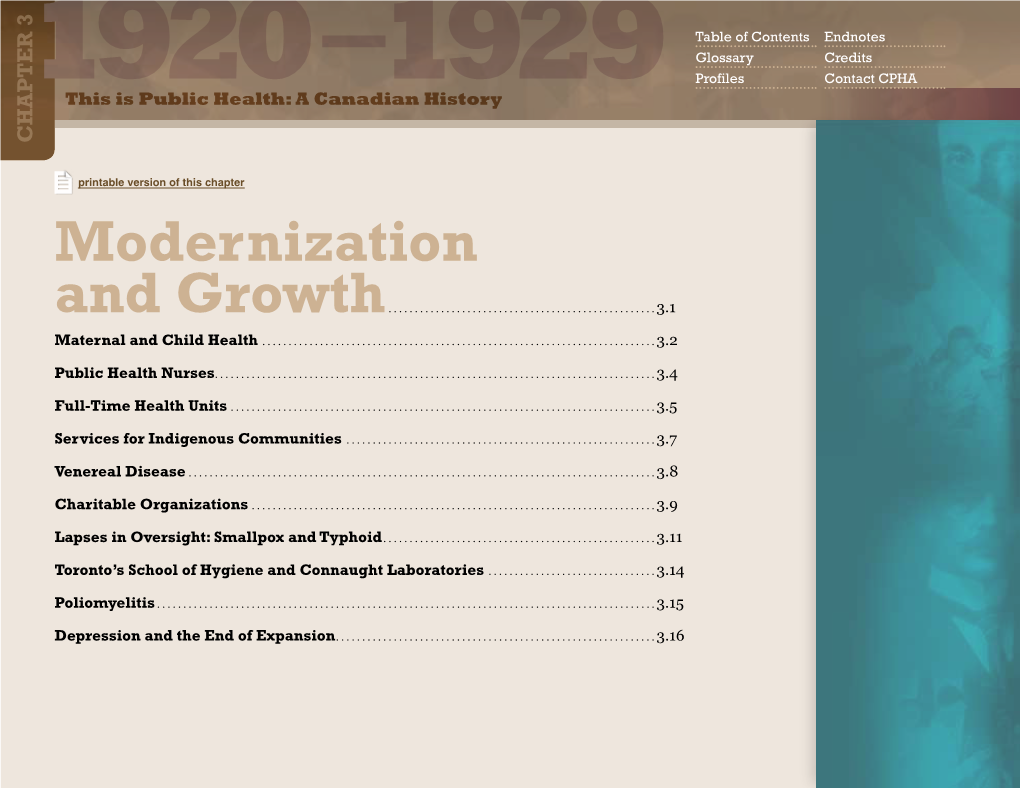 Modernization This Ispublic Health: Acanadianhistory