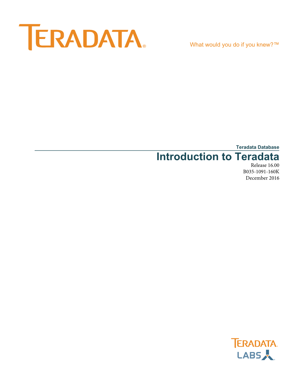 Introduction to Teradata