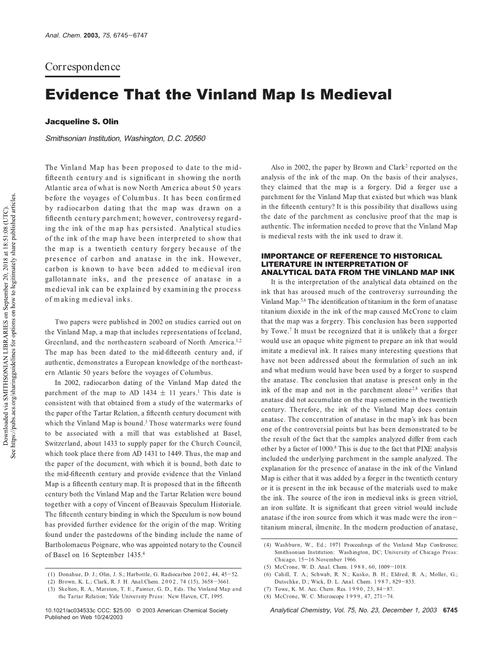 Evidence That the Vinland Map Is Medieval