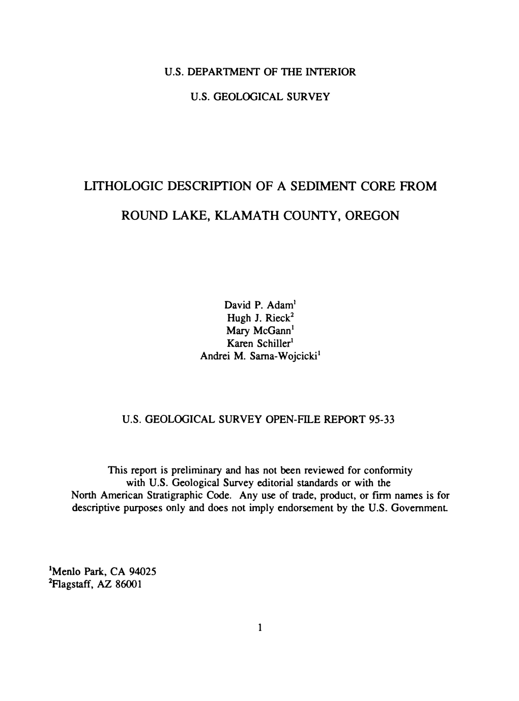 Lithologic Description of a Sediment Core from Round