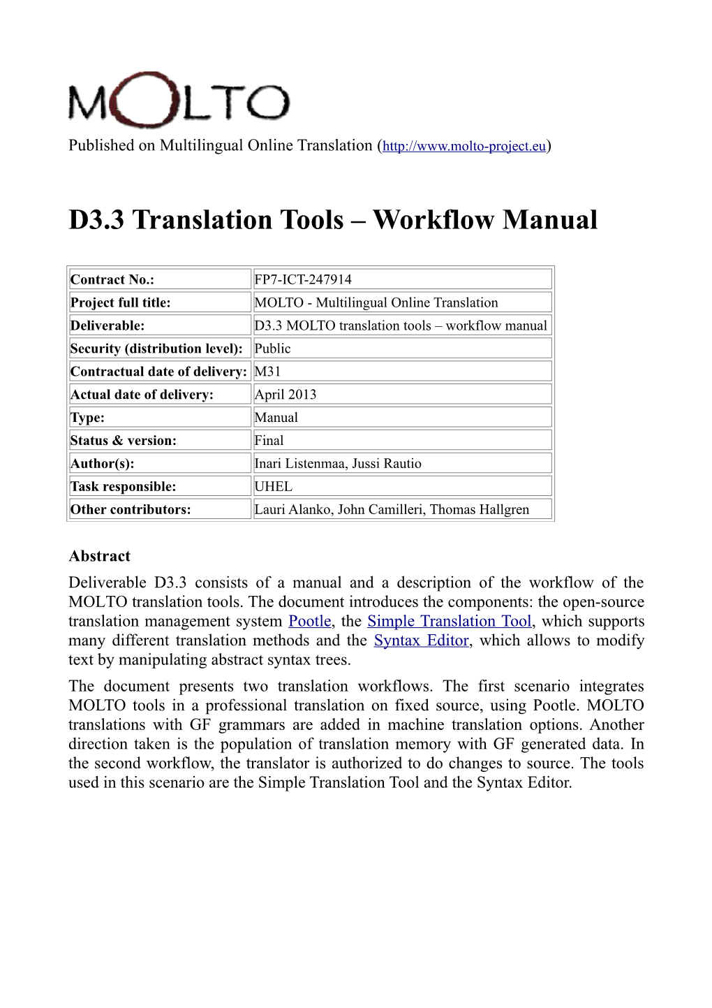 Workflow Manual