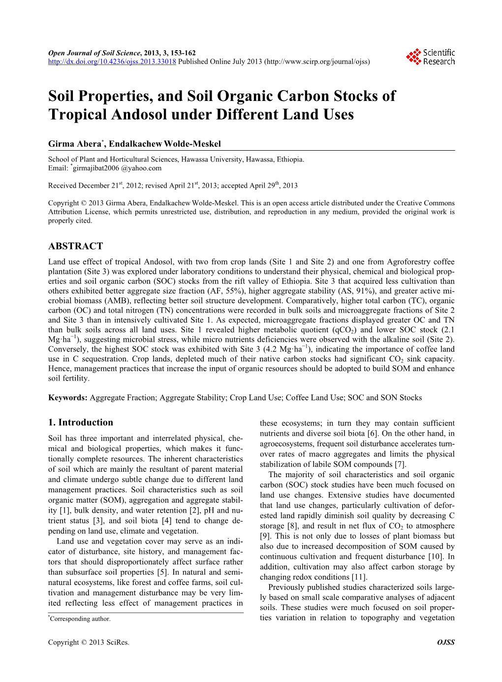 Soil Properties, and Soil Organic Carbon Stocks of Tropical Andosol Under Different Land Uses