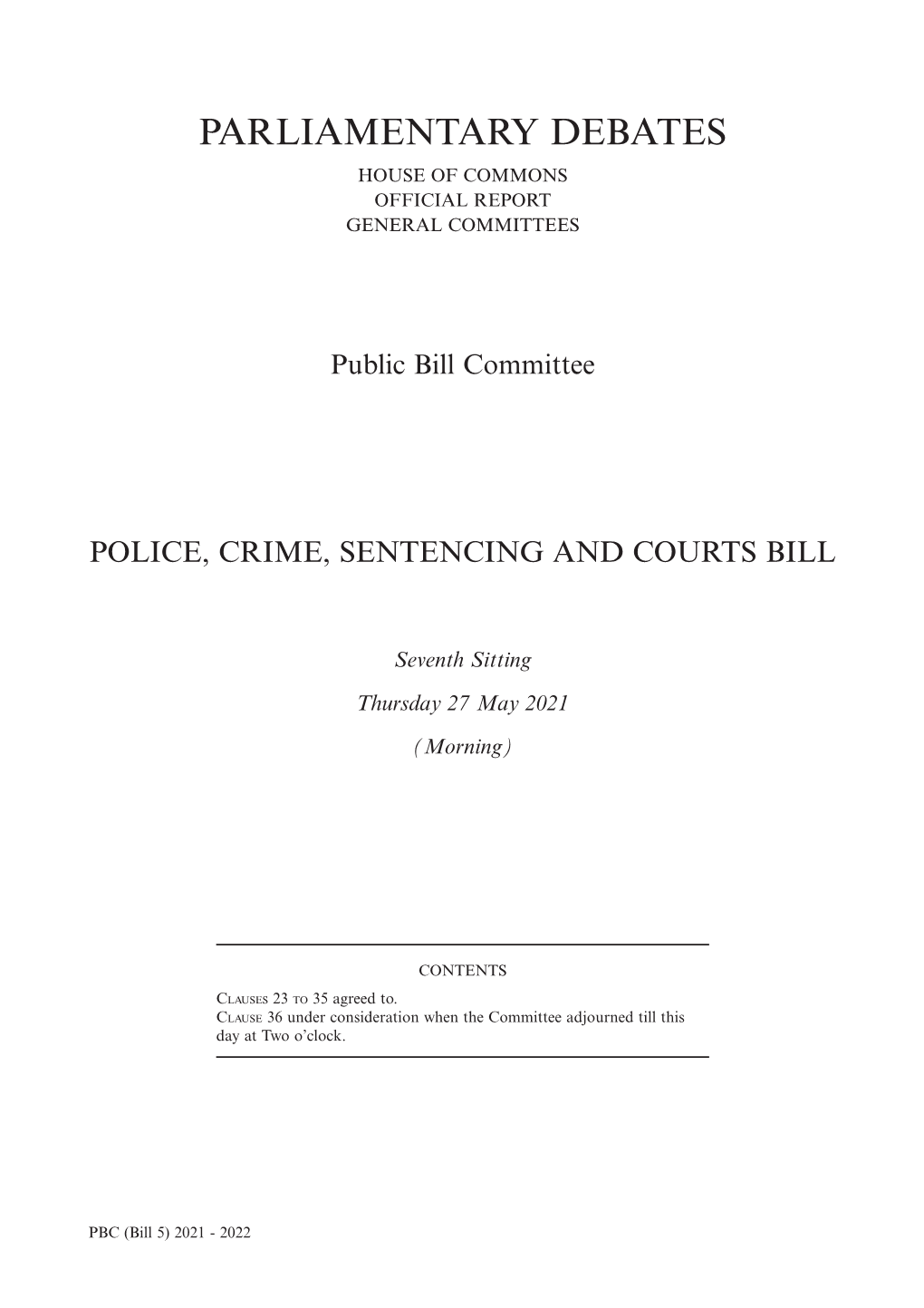 Parliamentary Debates House of Commons Official Report General Committees