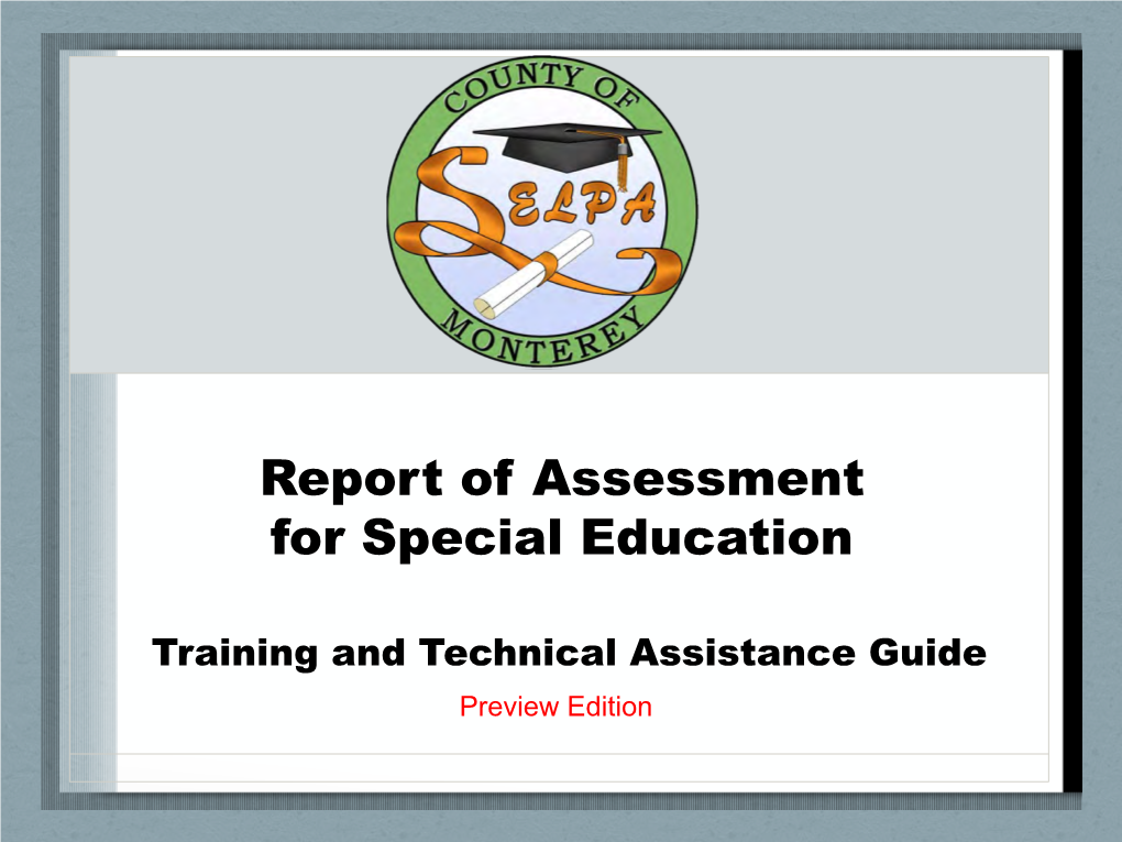 Report of Assessment for Special Education