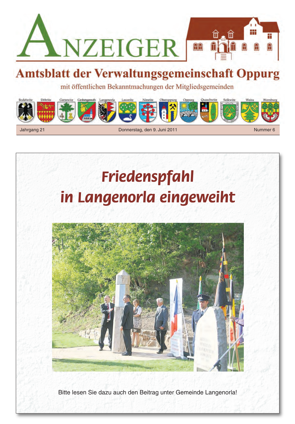 Friedenspfahl in Langenorla Eingeweiht