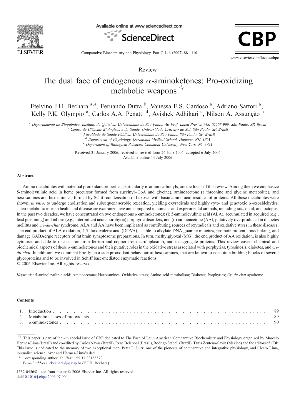 Pro-Oxidizing Metabolic Weapons ☆ ⁎ Etelvino J.H