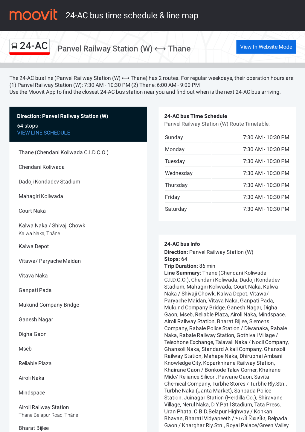 24-AC Bus Time Schedule & Line Route