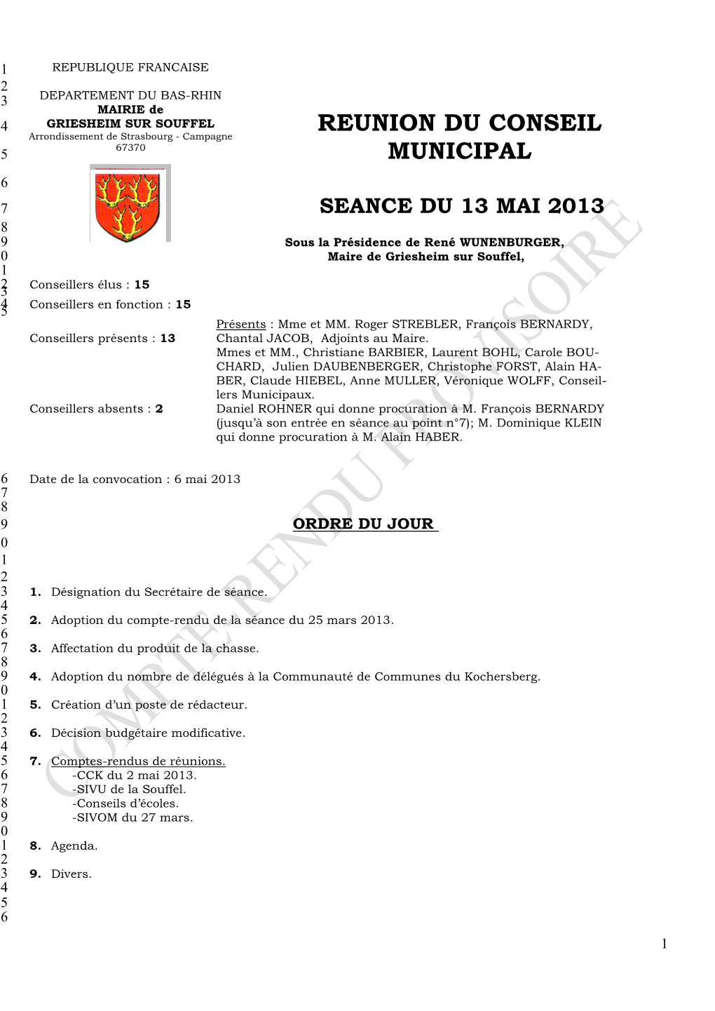 Reunion Du Conseil Municipal