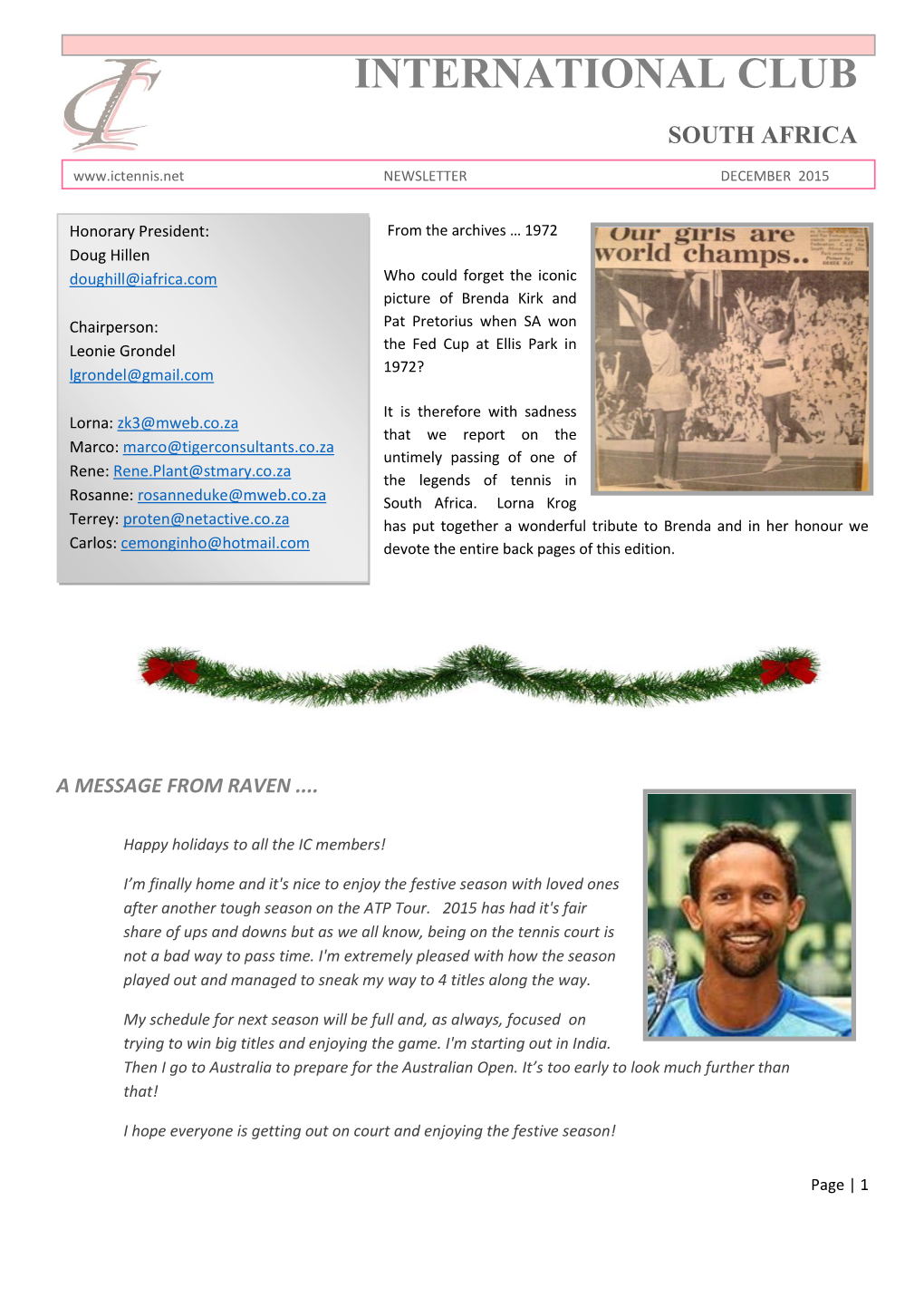 Newsletter December 2015