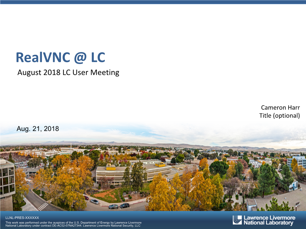 Realvnc @ LC August 2018 LC User Meeting