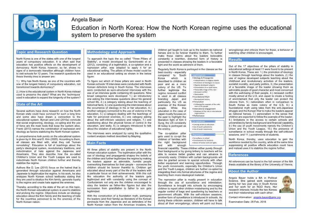 Education in North Korea: How the North Korean Regime Uses the Educational System to Preserve the System