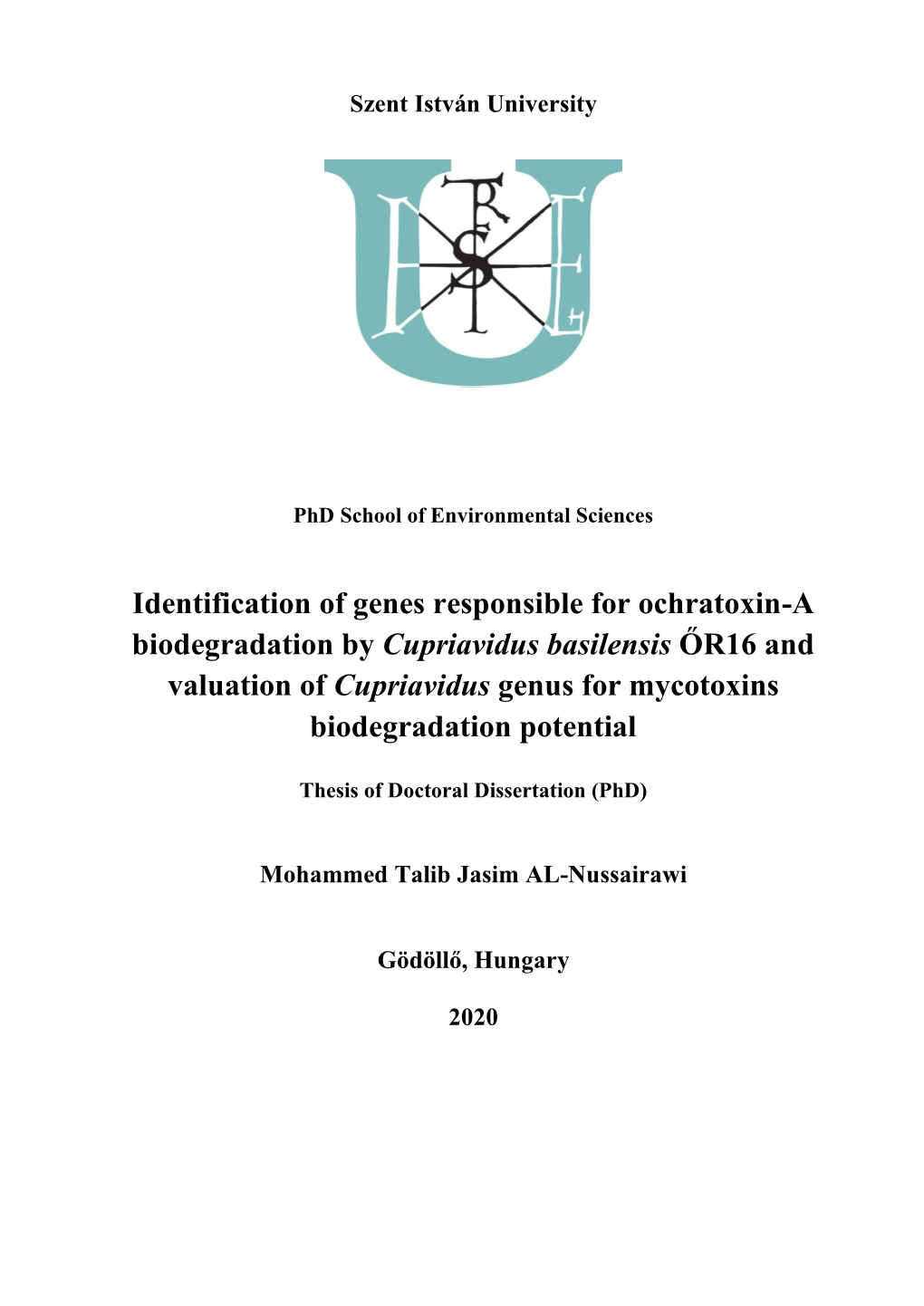 Identification of Genes Responsible for Ochratoxin-A Biodegradation By