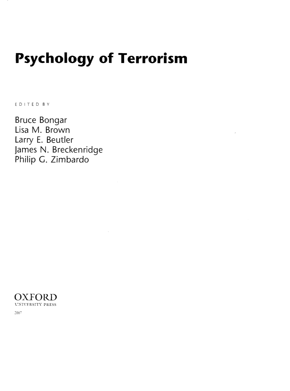 Psychology of Terrorism