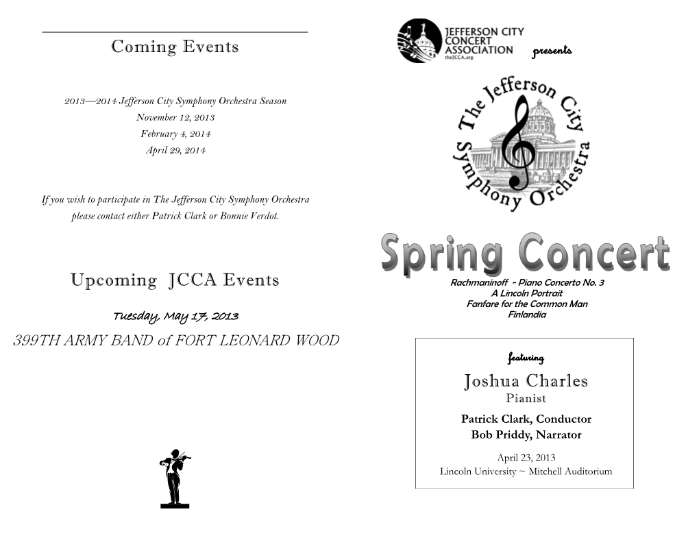 Coming Events Upcoming JCCA Events Joshua Charles Presents