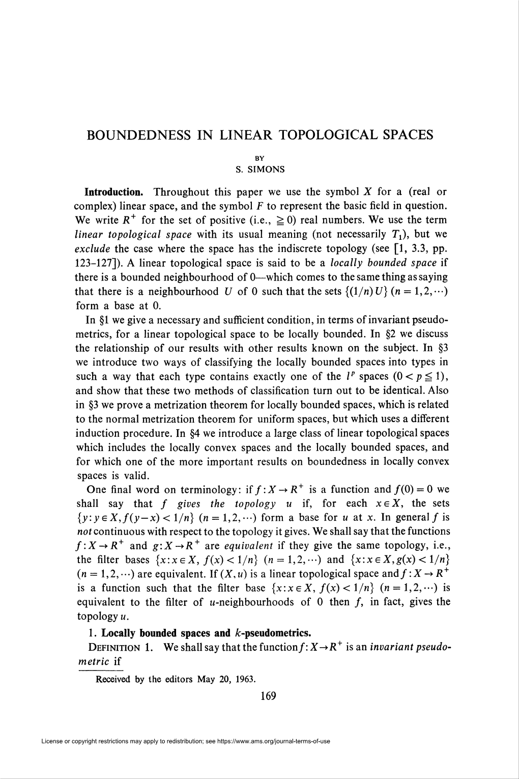 Boundedness in Linear Topological Spaces