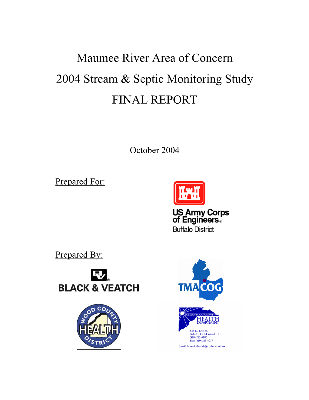 Maumee River Area of Concern 2004 Stream & Septic Monitoring Study FINAL REPORT