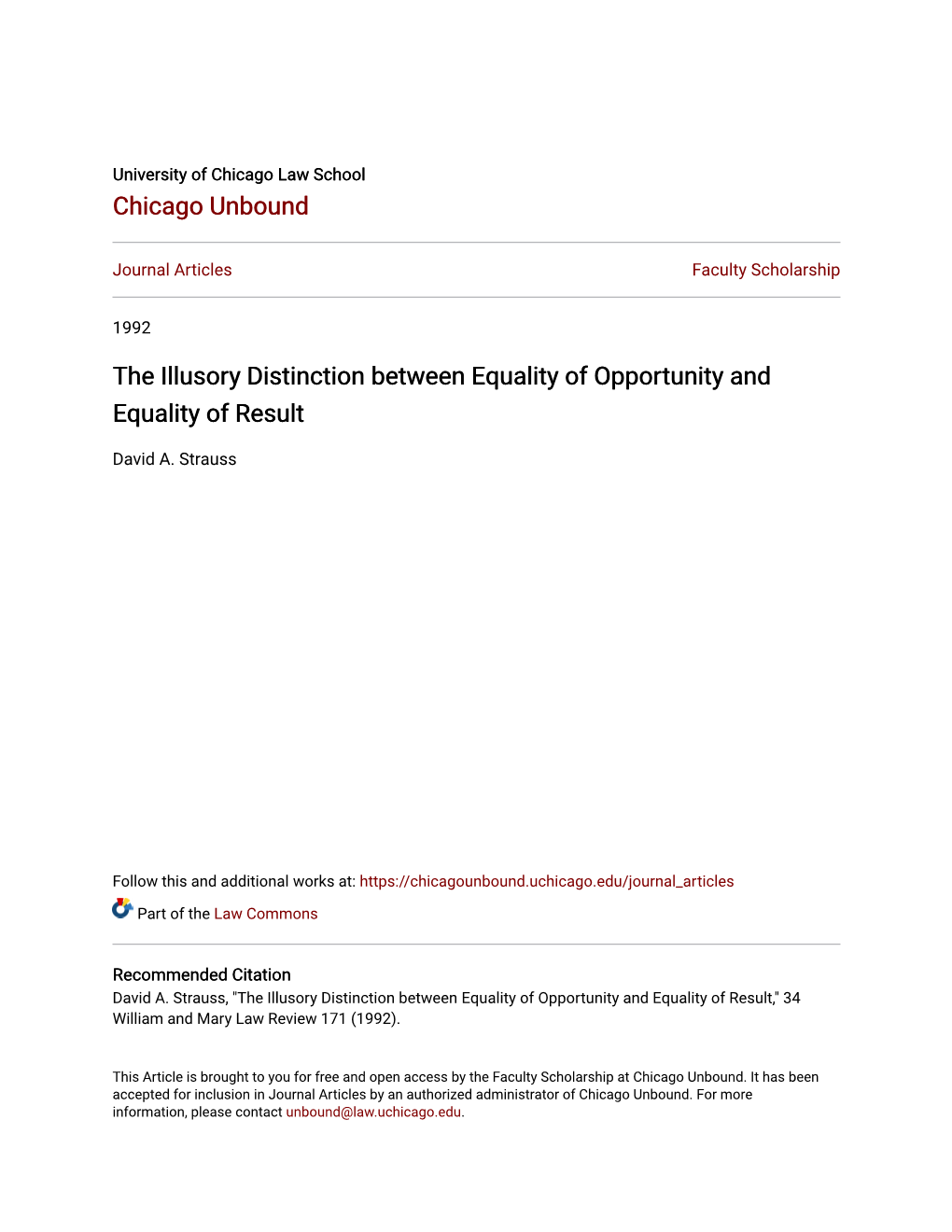 The Illusory Distinction Between Equality of Opportunity and Equality of Result