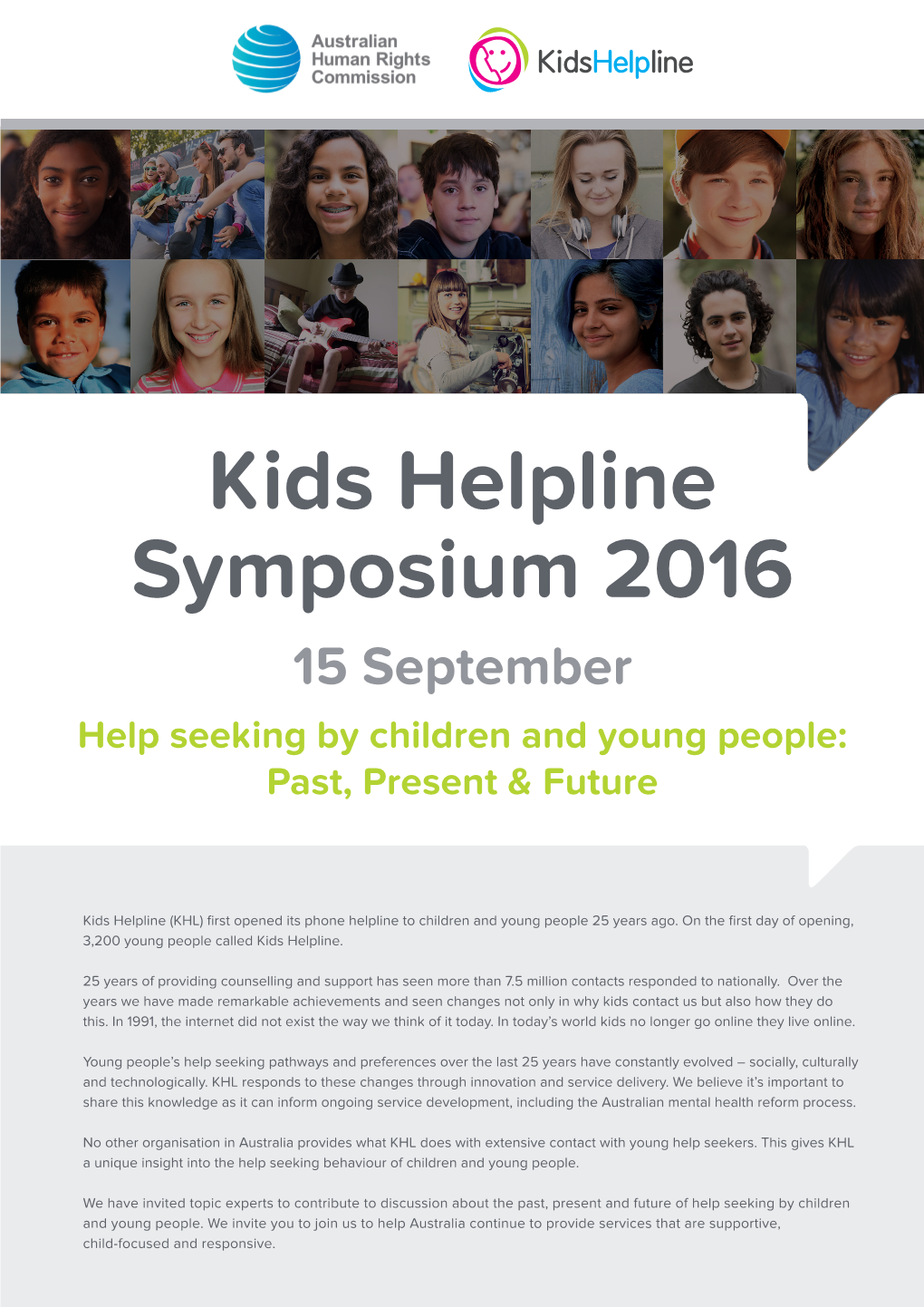 Kids Helpline Symposium 2016 15 September Help Seeking by Children and Young People: Past, Present & Future