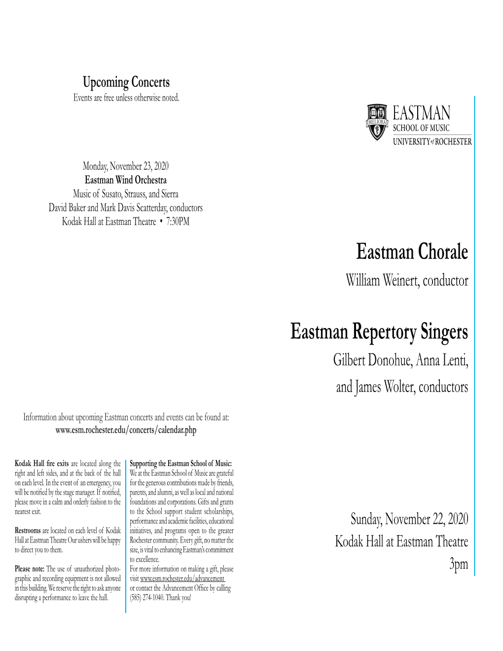 Eastman Chorale Eastman Repertory Singers