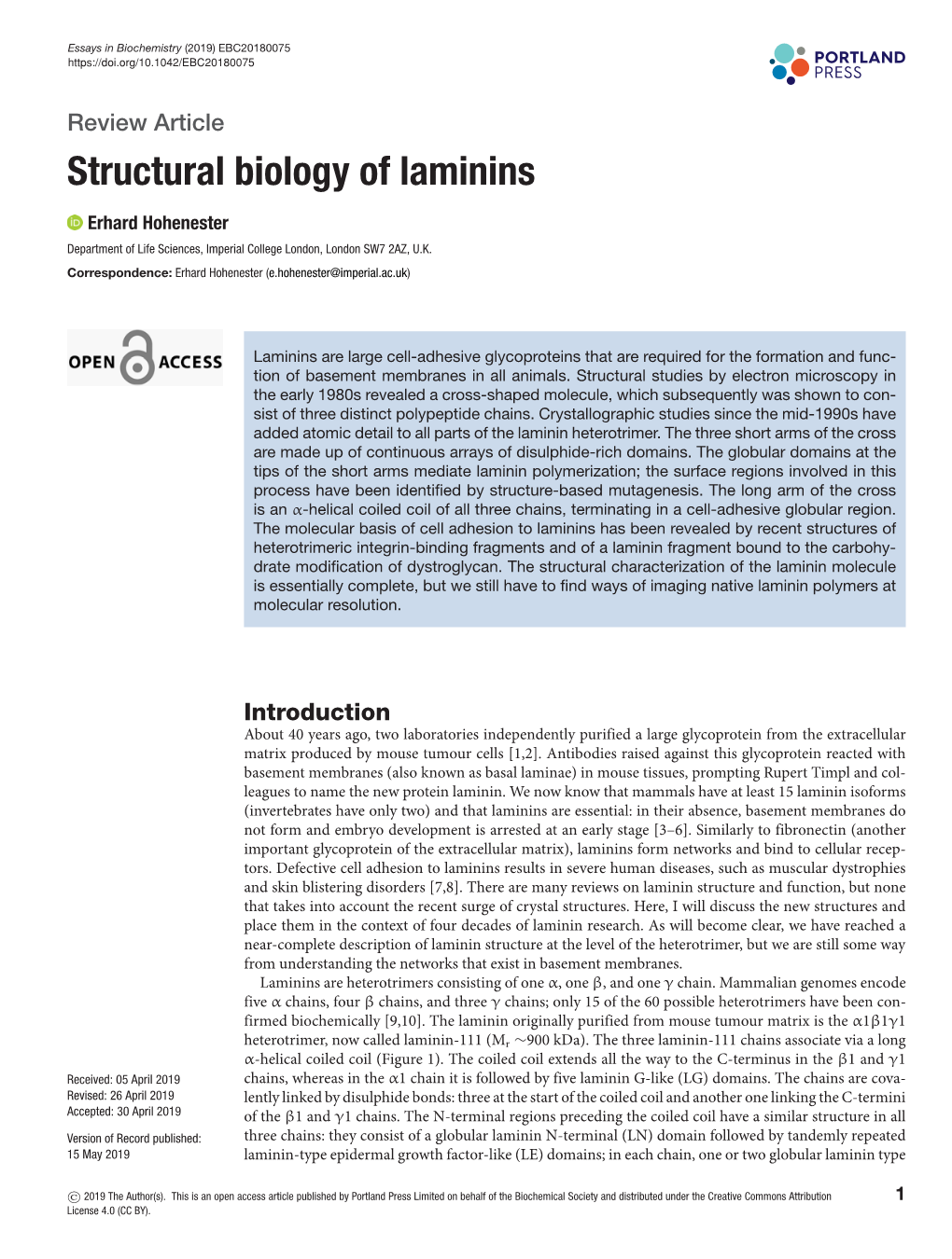 Structural Biology of Laminins