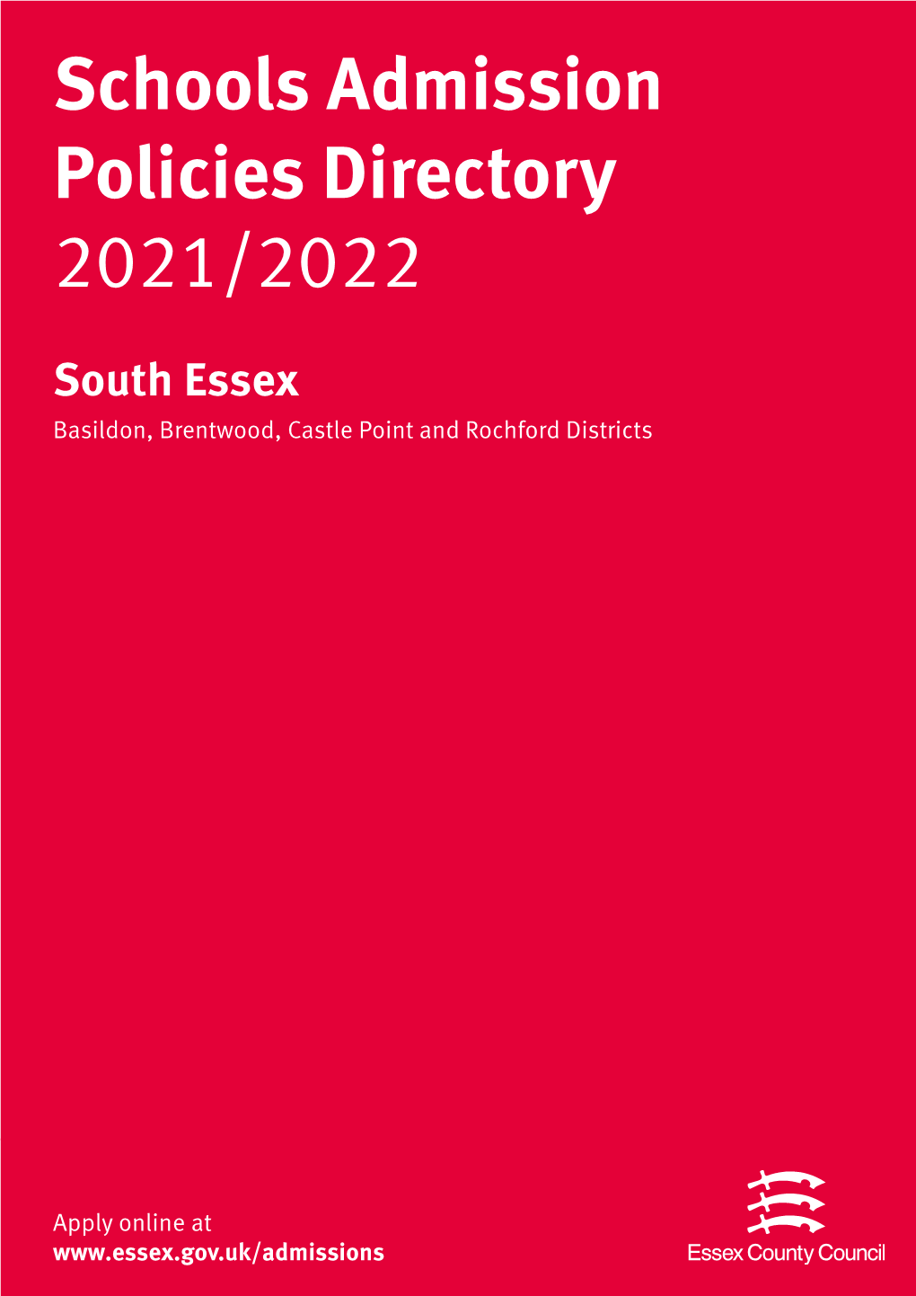 Essex County Council Primary School Admissions Brochure South Essex