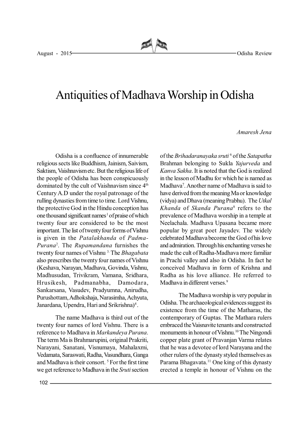 Antiquities of Madhava Worship in Odisha