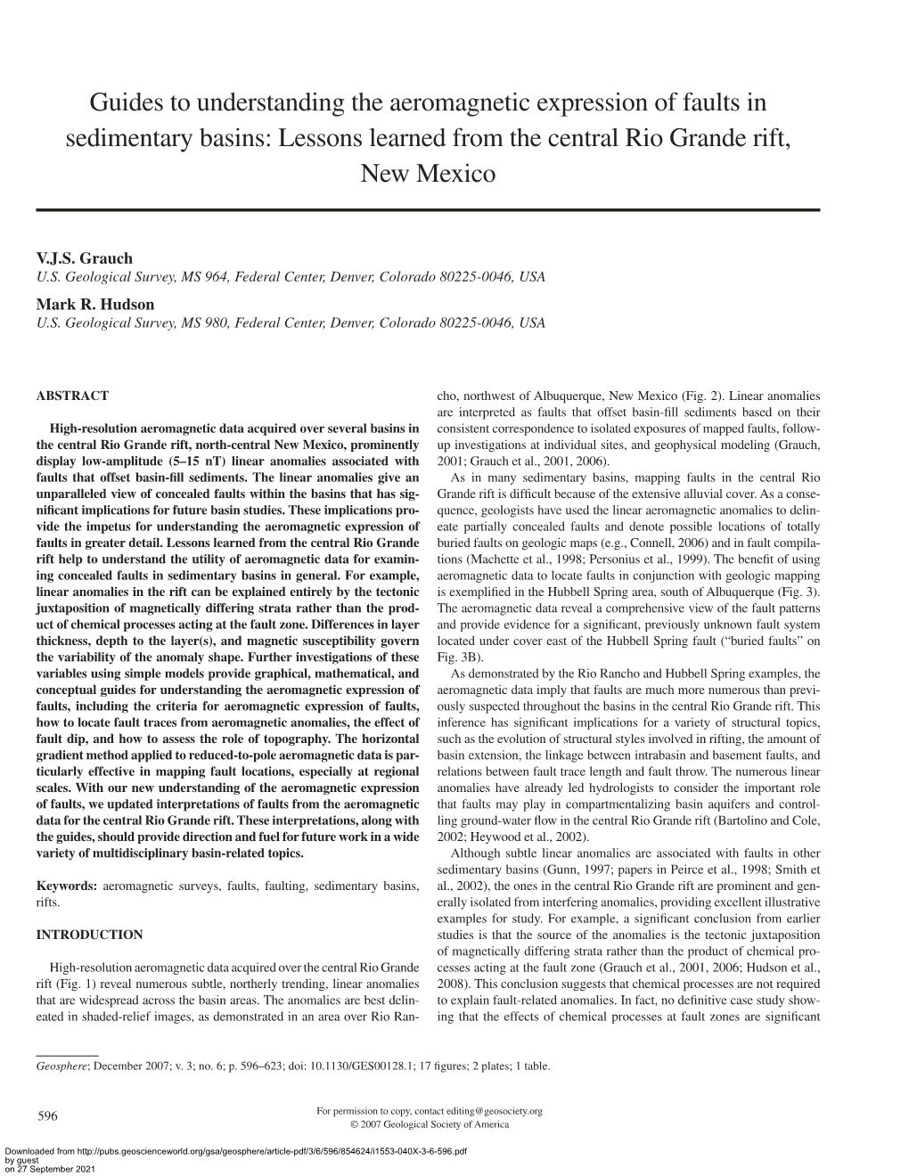 Guides to Understanding the Aeromagnetic Expression of Faults in Sedimentary Basins: Lessons Learned from the Central Rio Grande Rift, New Mexico