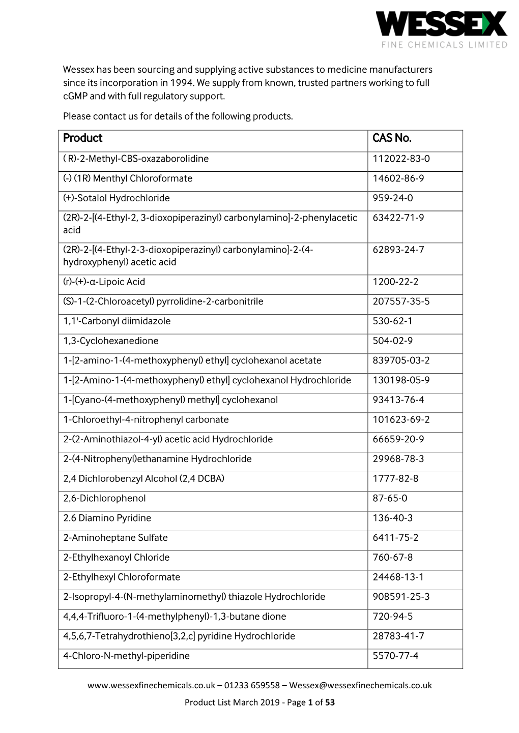 Product List March 2019 - Page 1 of 53