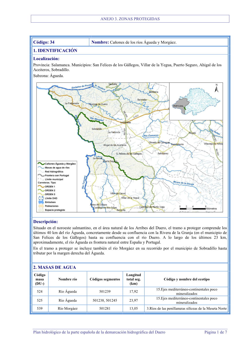 2. MASAS DE AGUA Código Longitud Masa Nombre Río Códigos Segmentos Total Seg