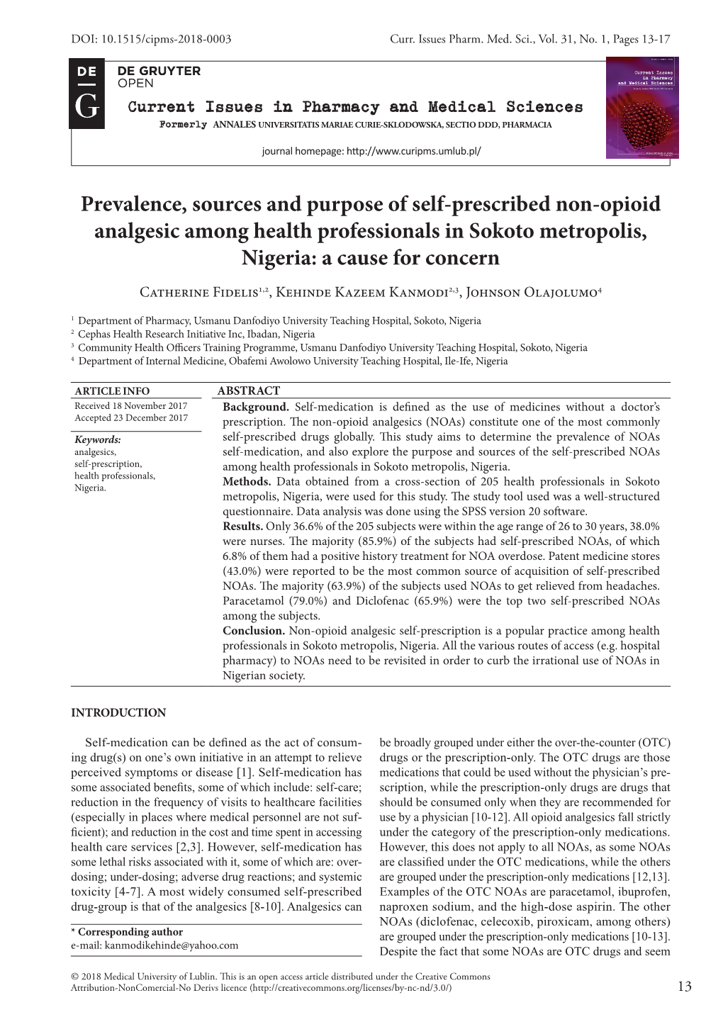 Prevalence, Sources and Purpose of Self-Prescribed Non-Opioid