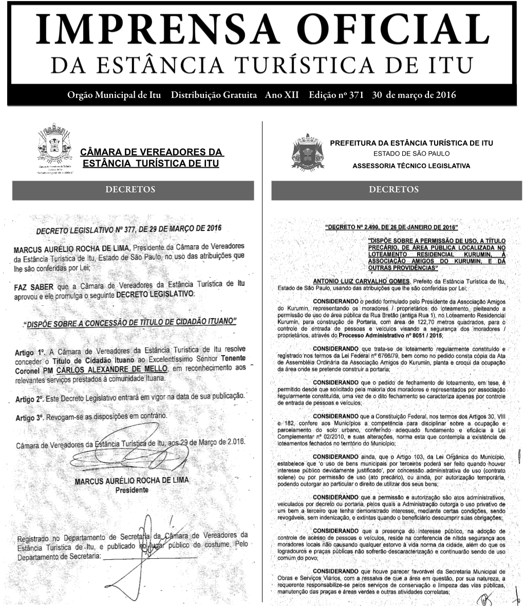 Orgão Municipal De Itu Distribuição Gratuita Ano XII Nº 336 20 De