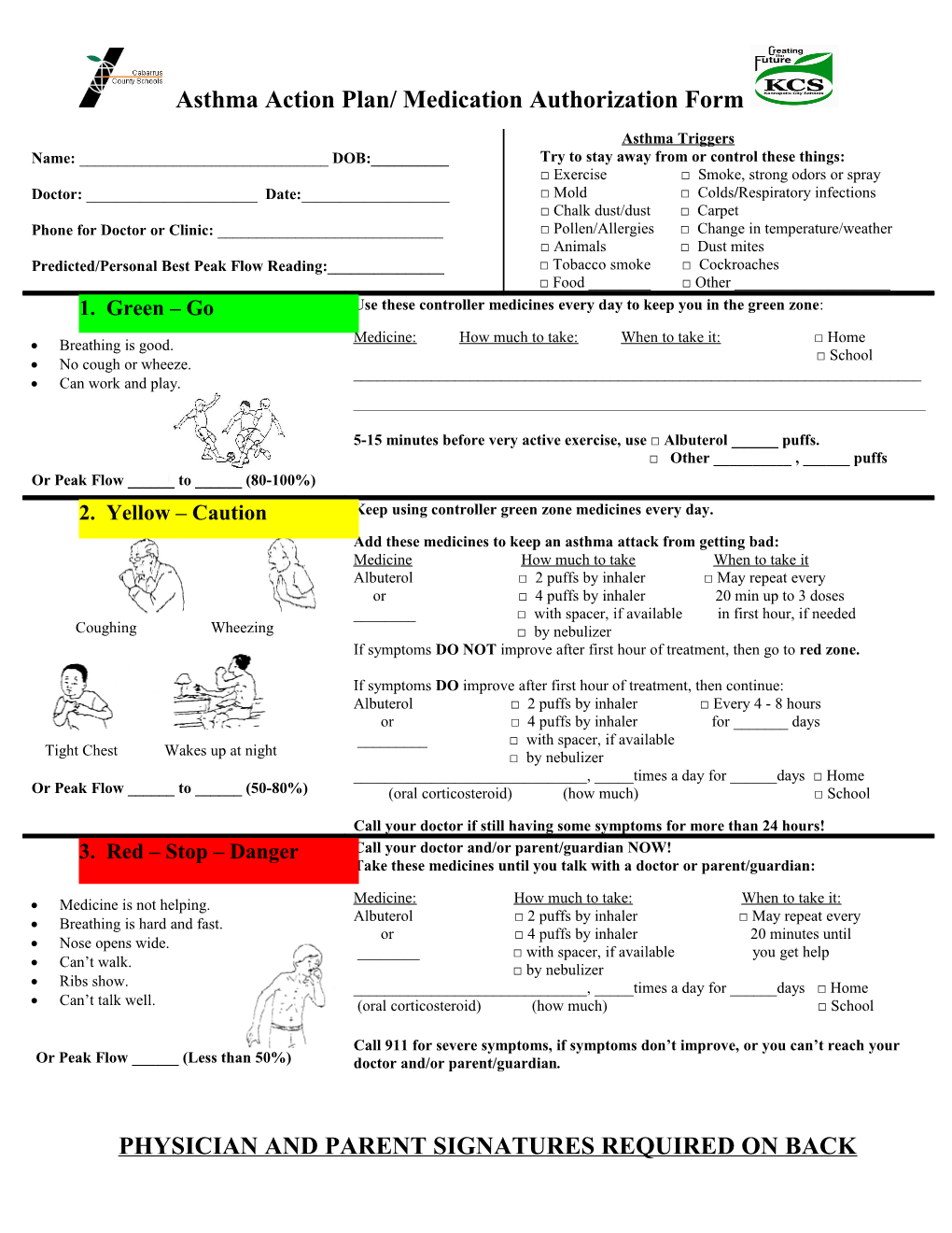 Physician and Parent Signatures Required on Back