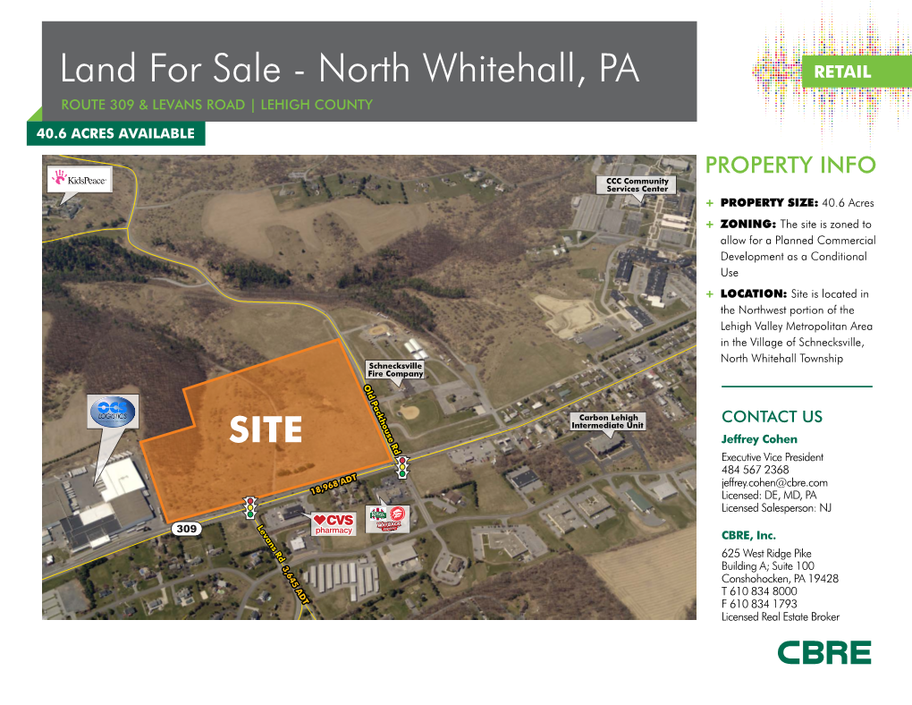 Land for Sale - North Whitehall, PA ROUTE 309 & LEVANS ROAD | LEHIGH COUNTY