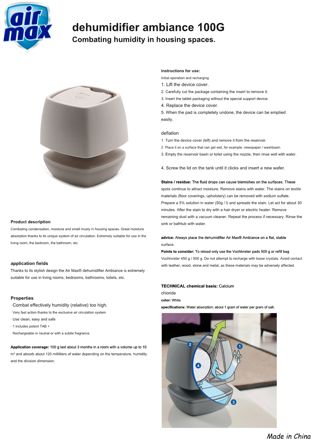 Dehumidifier Ambiance 100G Combating Humidity in Housing Spaces