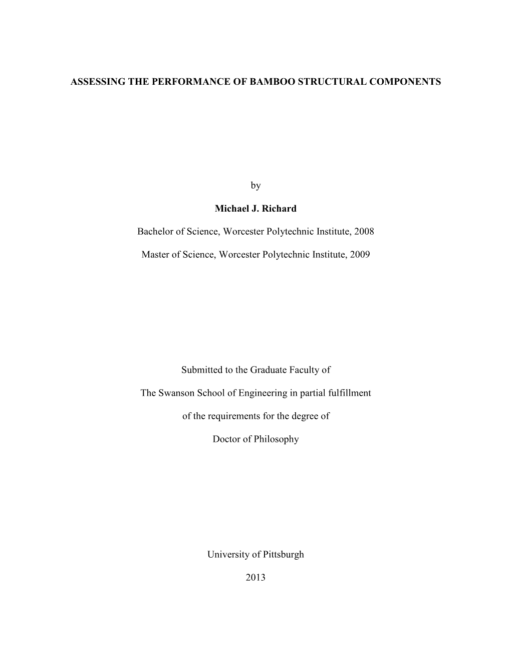 Assessing the Performance of Bamboo Structural Components