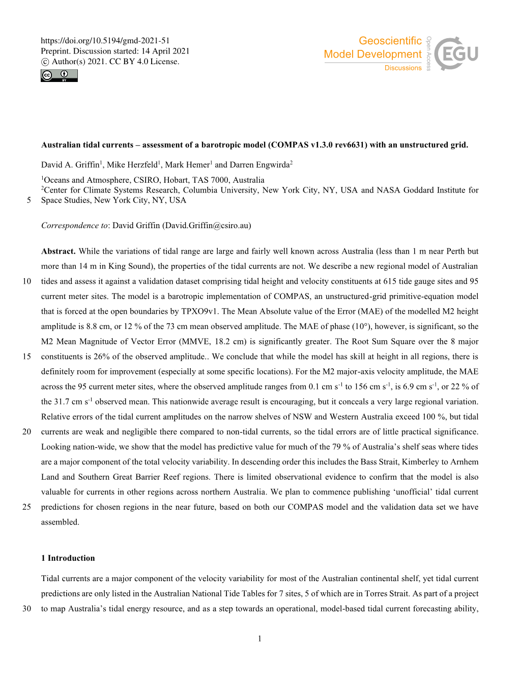 1 Australian Tidal Currents – Assessment of a Barotropic Model